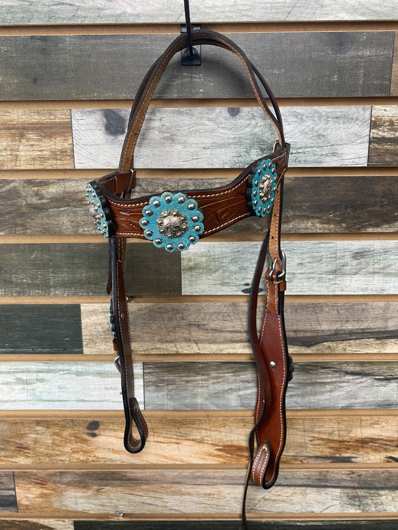 USED No Brand Western Saddle and Headstall 13” Brown and Teal