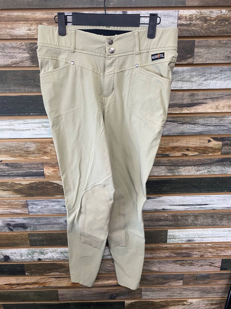USED Kerrits Knee Patch Breeches 28R Tan