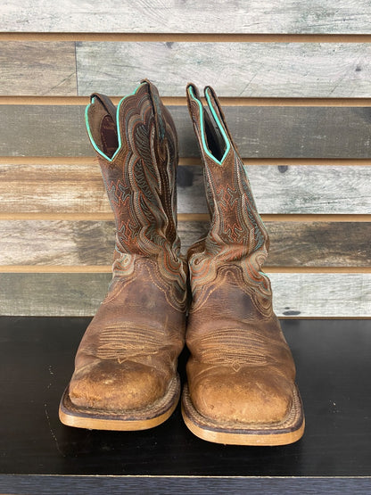 USED Durango Ladies Western Boots 8M Brown and Teal