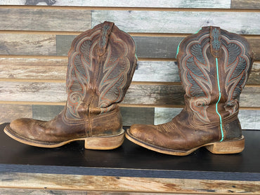 USED Durango Ladies Western Boots 8M Brown and Teal