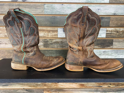 USED Durango Ladies Western Boots 8M Brown and Teal