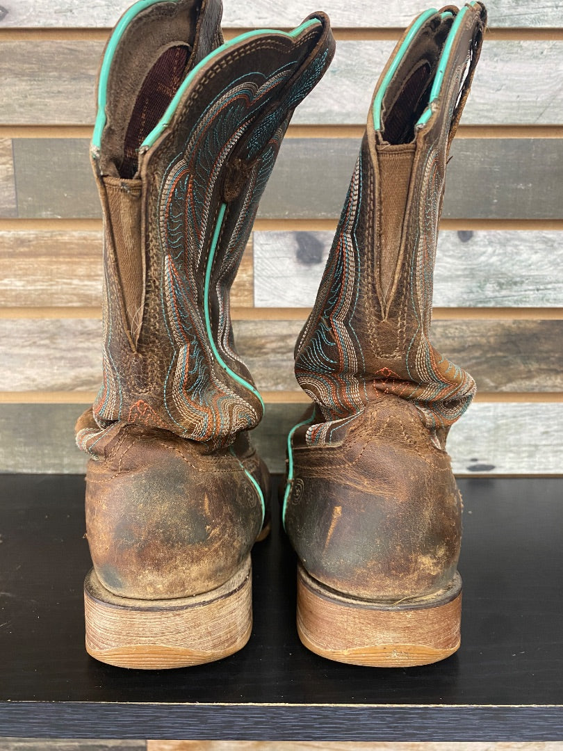 USED Durango Ladies Western Boots 8M Brown and Teal