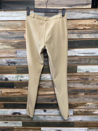 USED Tuffrider Front Zip Knee Patch Breech 24 Tan
