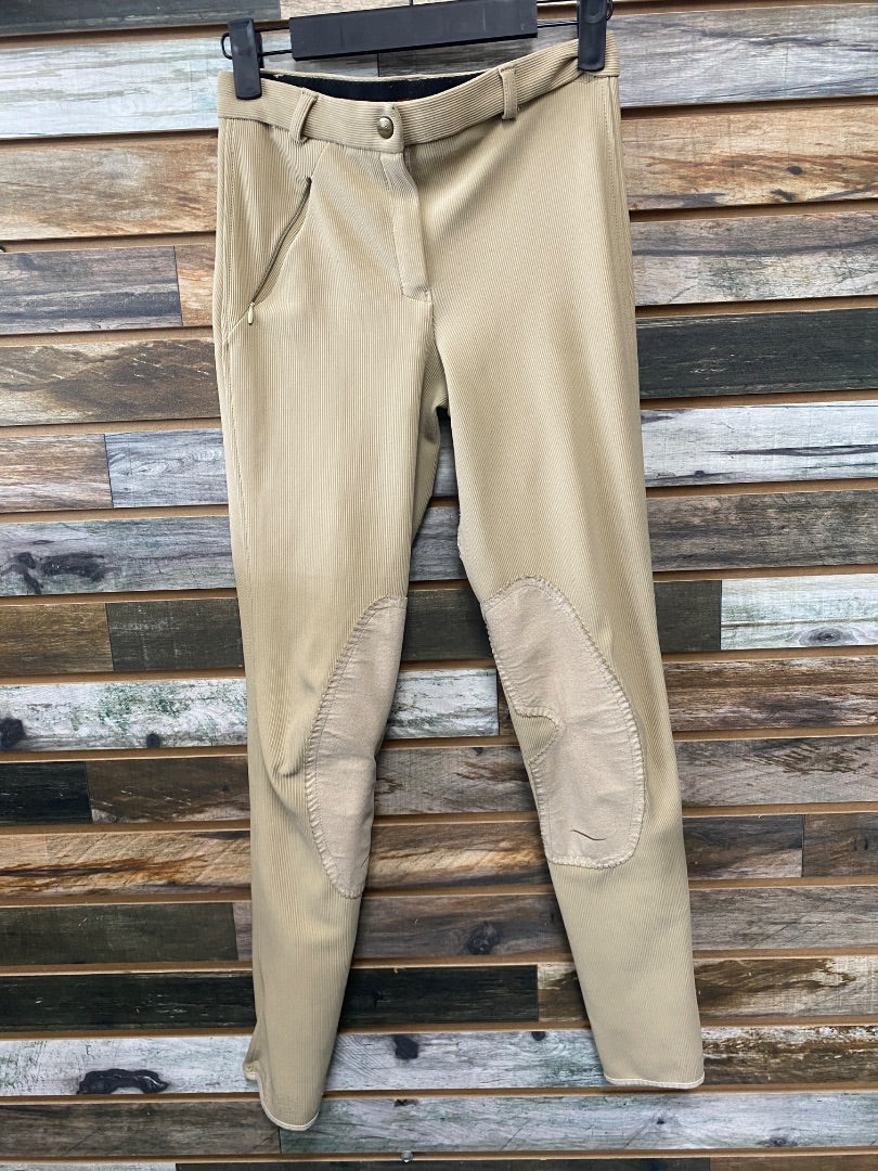 USED Tuffrider Front Zip Knee Patch Breech 24 Tan
