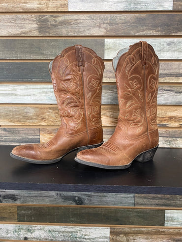 USED Ariat Womens Heritage Western Performance Boot Round Toe 6B Russet