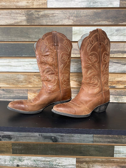 USED Ariat Womens Heritage Western Performance Boot Round Toe 6B Russet