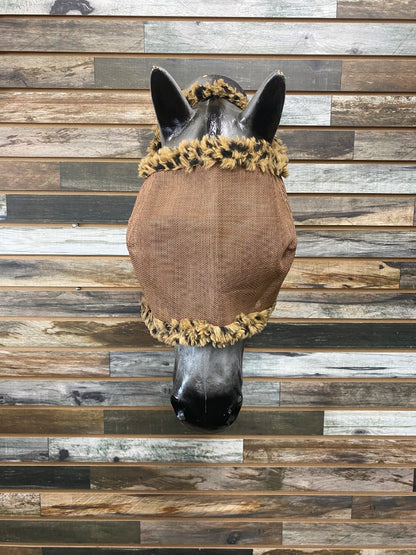 USED  Fly Mask Horse Cheetah Print Fluff