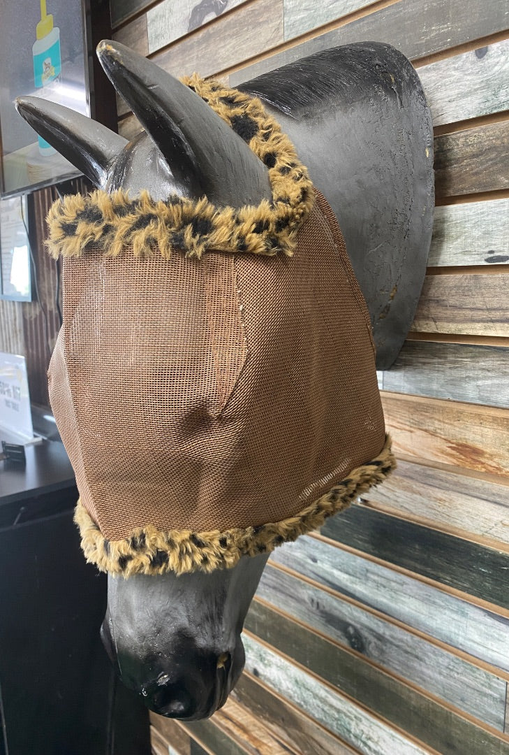 USED  Fly Mask Horse Cheetah Print Fluff