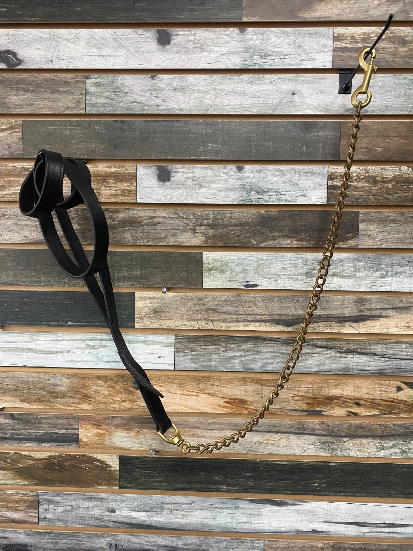 USED  Leather Show Lead with Chain  Black