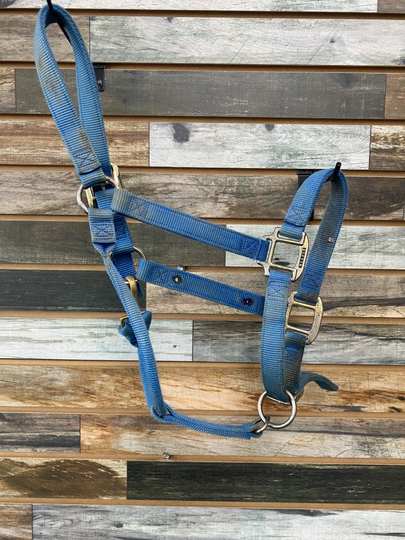 USED Weaver Adjustable Nylon Halter Large Horse Light Blue