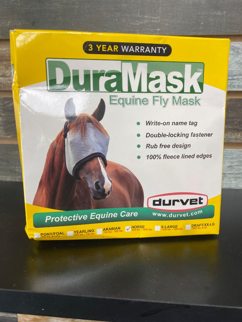 USED Duravet New In Box, Fly Mask, Mesh w/Fleece Edging Horse Black/Grey