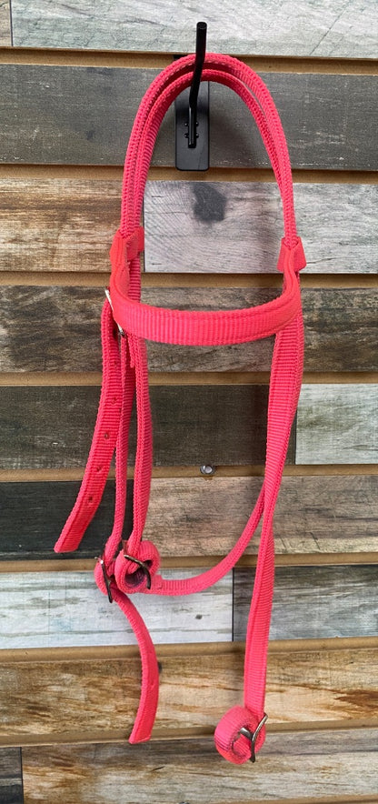 USED Weaver Headstall/Browband, Nylon, Pink, Horse, Weaver Horse Pink