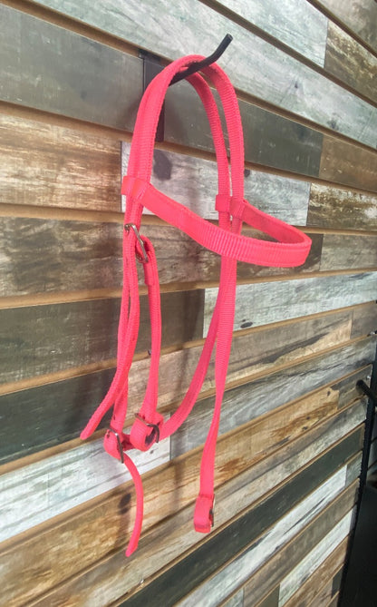 USED Weaver Headstall/Browband, Nylon, Pink, Horse, Weaver Horse Pink