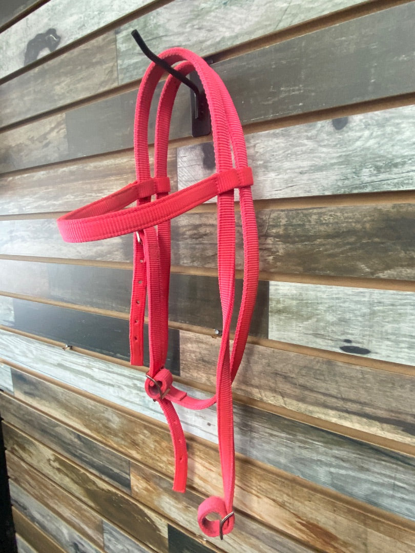 USED Weaver Headstall/Browband, Nylon, Pink, Horse, Weaver Horse Pink