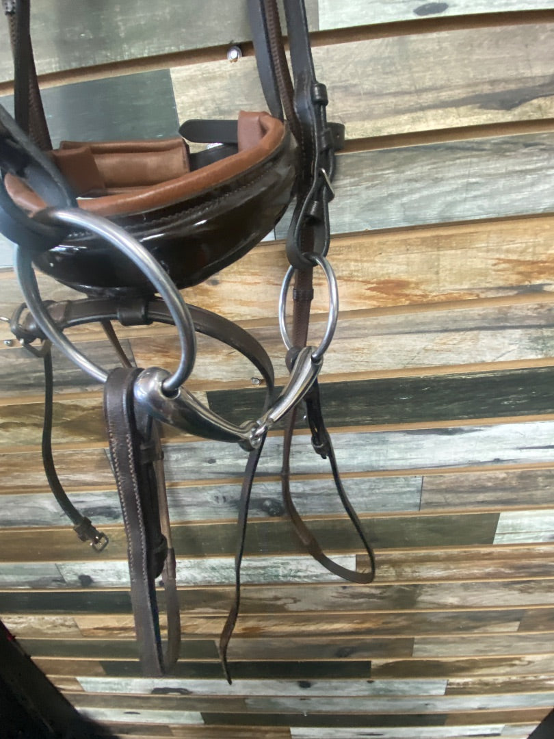 USED  Padded Oversized English Bridle w/Crystal Stones Oversize Dark Oil
