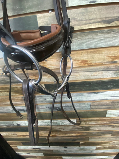 USED  Padded Oversized English Bridle w/Crystal Stones Oversize Dark Oil