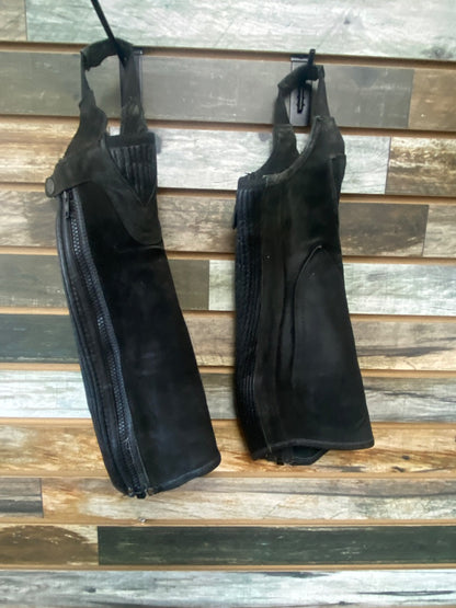 USED Ovation Ovation Suede Ribbed Half Chaps,  Black, Short, Small Small Black