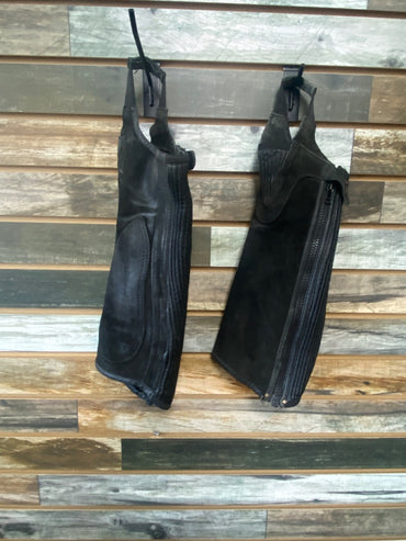 USED Ovation Ovation Suede Ribbed Half Chaps,  Black, Short, Small Small Black