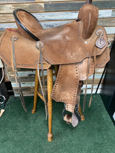 USED Double T Barrel Saddle 17” Brown Suede