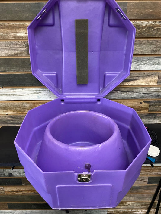 USED Golden Horseshoe Equestrian Hat Box  Purple