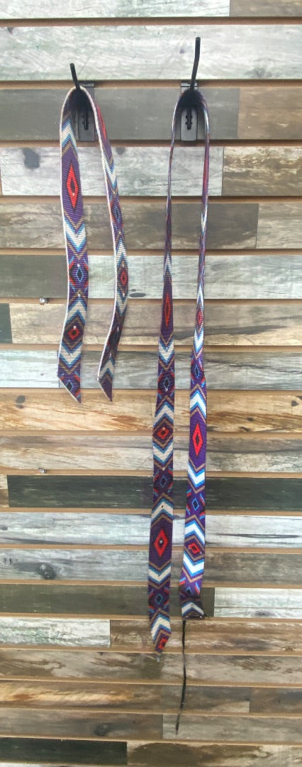 USED  New, Nylon Patterned Billet/Off Billet Set  Purple/Red/Blue/Black/Tan