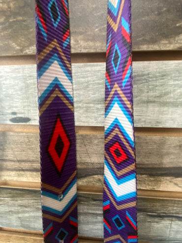 USED  New, Nylon Patterned Billet/Off Billet Set  Purple/Red/Blue/Black/Tan
