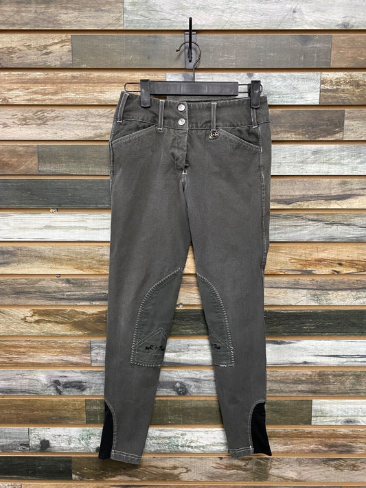 USED Equine Couture Ladies Breeches w/ Knee Patches 24 Gray