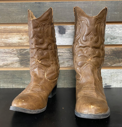 USED Faded Glory Youth Western Boots Round Toe 12 Brown