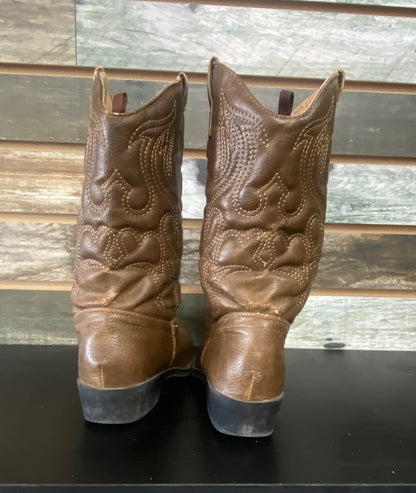 USED Faded Glory Youth Western Boots Round Toe 12 Brown