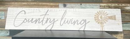 USED  " Country Living" White Washed Wood Farm Decor 35 1/2" x 7" White Wash
