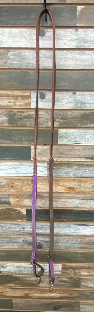 USED  Barrel Reins, Brown w/Purple Sparkle  Brown w/Purple Sparkle
