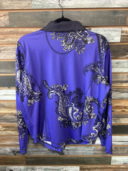 USED Activology Ladies Western Show Shirt Large Purple/Black Floral