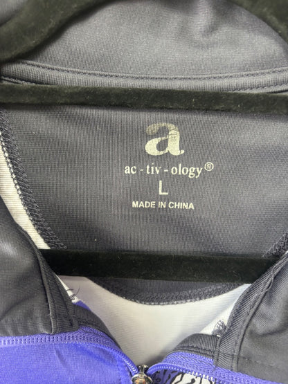 USED Activology Ladies Western Show Shirt Large Purple/Black Floral