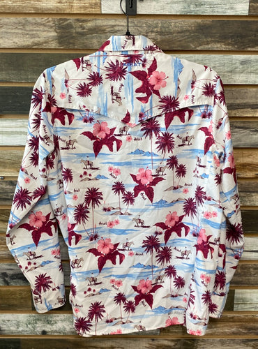USED Ariat Tek  Ladies Hawiiian Pring Vent-Tek Long Sleeve Shirt