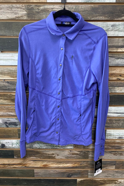 USED Irideon NWT, Purple Fleece Long Sleeve Top Large Purple