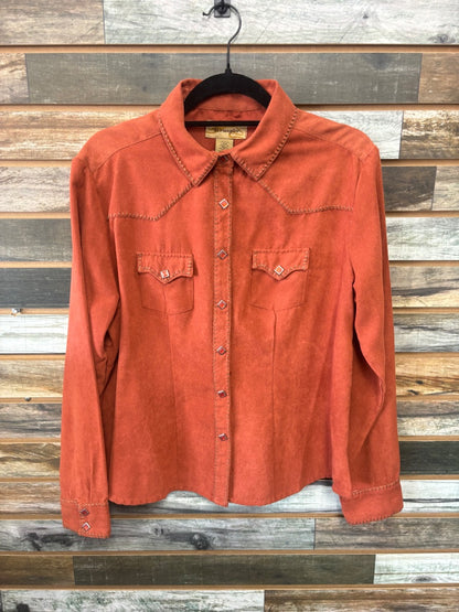 USED Wrangler Ladies Western Shirt Large Burnt Orange