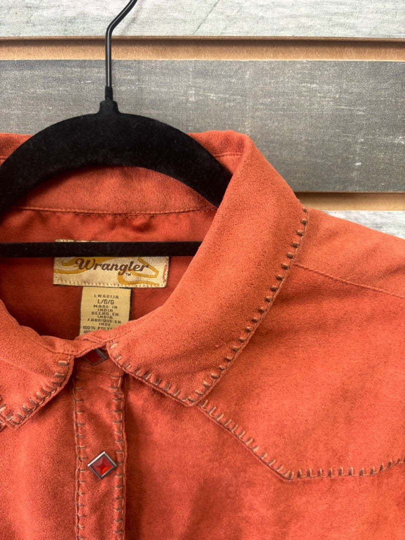 USED Wrangler Ladies Western Shirt Large Burnt Orange