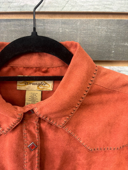 USED Wrangler Ladies Western Shirt Large Burnt Orange