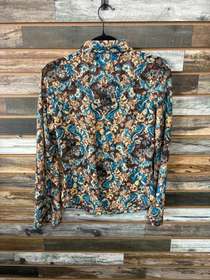 USED Wrangler Ladies Western Shirt Medium Blue/Brown/Tan