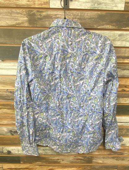 USED Cinch Ladies Western Long Sleeve Top , Blue Paisley Medium Blue Paisley