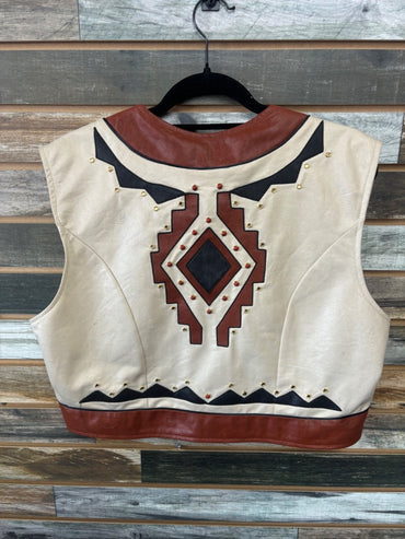 USED 1894 Authentic Ranchwear Ladies Western Vest XXL Brown/Red/Black/Tan