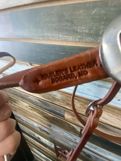 USED Waglers Leather Draft Western Leather Headstall w/Loose Ring Snaffle Draft Med Oil