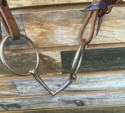 USED Waglers Leather Draft Western Leather Headstall w/Loose Ring Snaffle Draft Med Oil