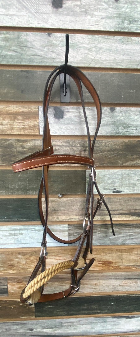 USED  Bitless Bridle with Rawhide Noseband Horse Medium Oil