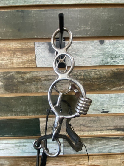 USED Myler 6" 3 Ring Combination Bit Low Port Comfort Snaffle MB 04 - Black Leather 6"  Black