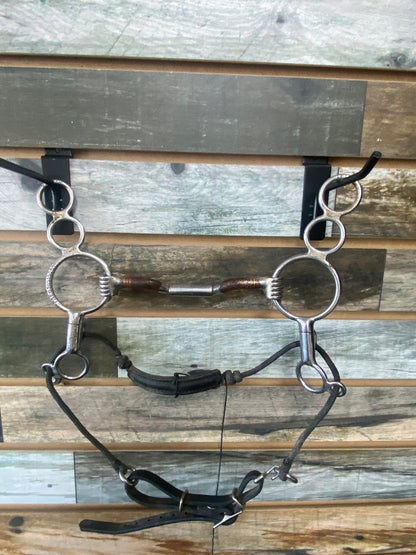 USED Myler 6" 3 Ring Combination Bit Low Port Comfort Snaffle MB 04 - Black Leather 6"  Black