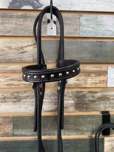 USED Circle Y Matching Leather Headstall w/Bit and Breast Collar Horse Black