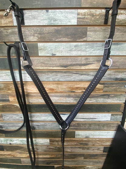 USED Circle Y Matching Leather Headstall w/Bit and Breast Collar Horse Black