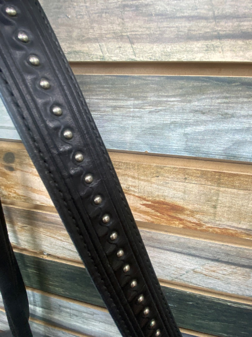 USED Circle Y Matching Leather Headstall w/Bit and Breast Collar Horse Black