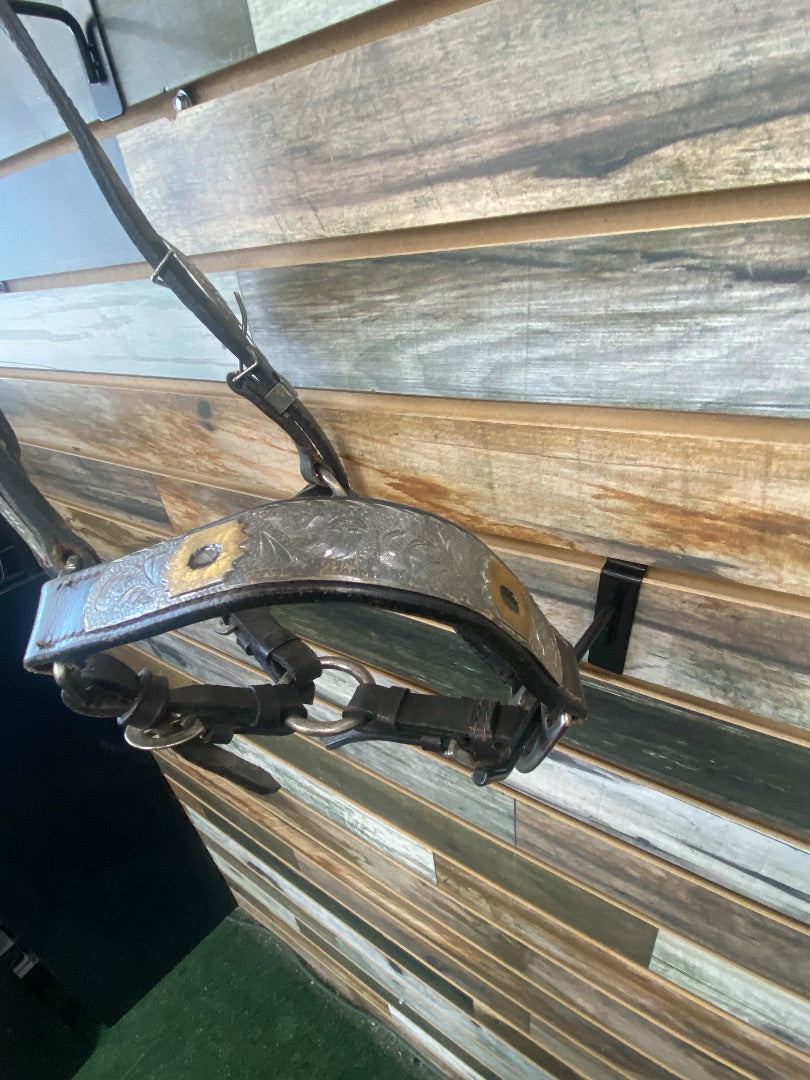 USED Showman  Leather Show Halter, Black w/Silver